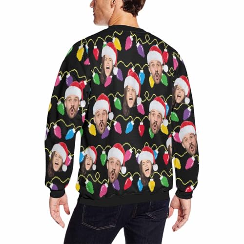 Artsadd Custom Ugly Christmas Sweatshirts with Photo Personalized Funny Face Crewneck Sweater Hoodies for Men Women Christmas2