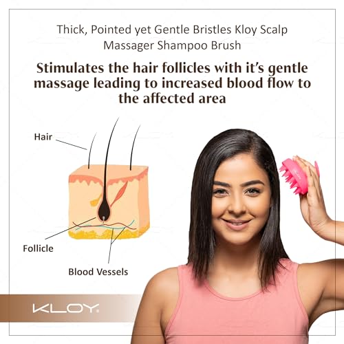 Image of KLOY Round Hair Scalp Manual Massager Shampoo Hair Brush, Super Soft Bristles for Exfoliating, Anti-Dandruff (Pink)