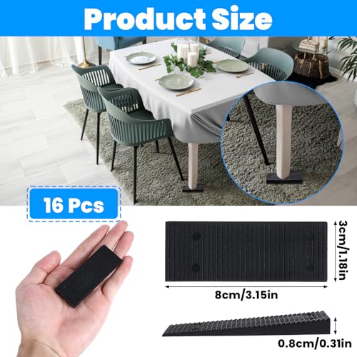 Lnngub 16 Stück Keile Kunststoff, 8 x 3 cm Ausgleichskeile aus Kunststoff Universell Schwarz Nivellierunterlagen für Böden, Türen, Fenster, Glas, Tische, Schränke