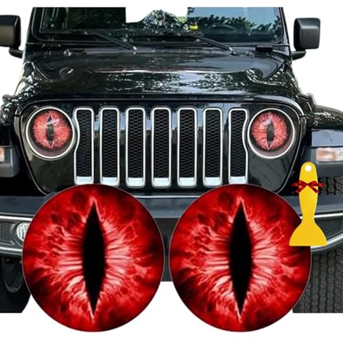 Image of Beast Eyes Headlight Decals Pair, Eyes Decal for Jeep Headlights, Round Headlight Decal,3D Stereo Eyes Headlight Decal Stickers, Funny Decals for Truck Car Body Window Bumper Decoration (#01)