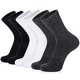 TUUHAW Socken Herren Damen 6 paar Sportsocken Weiß Laufsocken Gepolstert Baumwollsocken Schwarz Grau, Ideal für Herbst & Winter 39-42