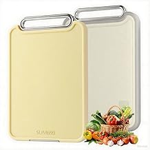 Professional Two-Sided Cutting Board with Handle, Silver and Beige, Stainless Steel and Plastic, Rectangular