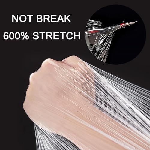 Image of CHUANGSEED Stretch Film 12 in x 1000 ft Moving Wrapping Plastic Shrink Film Strength Stretch 80 Gauge Durable Industrial Strength,Clear,4 Pack