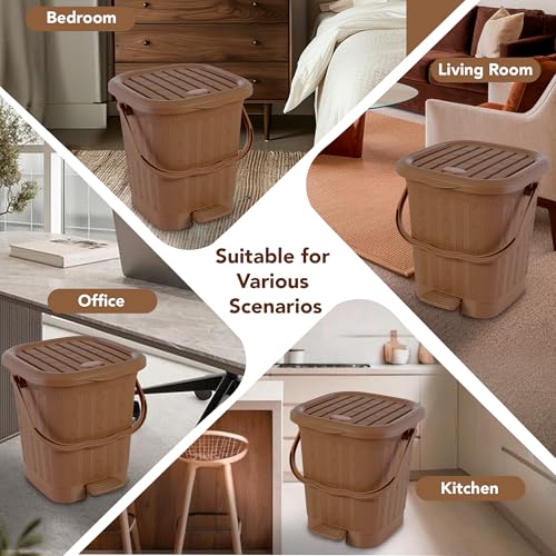 Image of Nayasa Mikado Dustbin without Inner | 8.5 Ltr Litres Waste Bin | Plastic Dustbin for Home, Kitchen, Bathroom & Office | Durable, Easy to Clean, Hygienic & Stylish | Brown