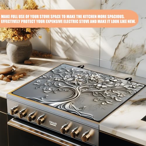 Image of Anti-Slip Electric Stove Top Cover, Foldable Heat-Resistant Glass Stove Top Cover Protector, Multi-Scenario Use Dish Drying Mat 30 inchx21 inch