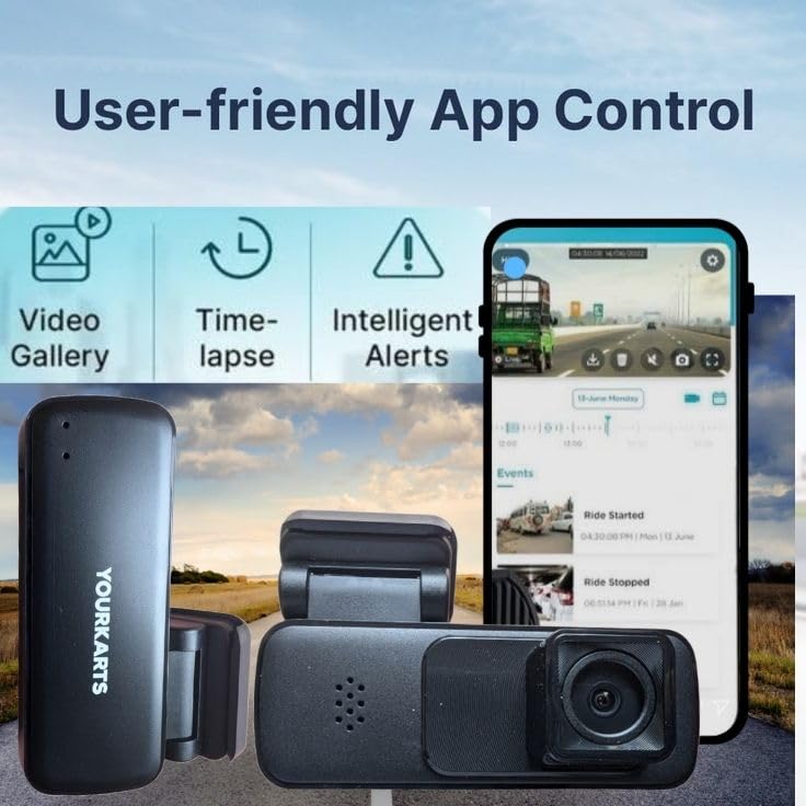 Image of YOURKARTS.COM Compact HD Dash Cam 1296P /1080P with WiFi & Viidure App, Motion Detection, 128GB Support, Wide Temp Range, 12V-24V Compatible, USB-A to Type-C Cable 3m - 18-Month Warranty