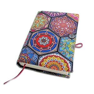Glittering Bazaar Book Sleeve Cover for Novel, Ottoman Ethnic Pink Pattern, Hard Books Cover for Paperback, Washable Fabric, Book Protector- Padded, Book Case Cover for Adult 5.5 x 8.2 x 1.6