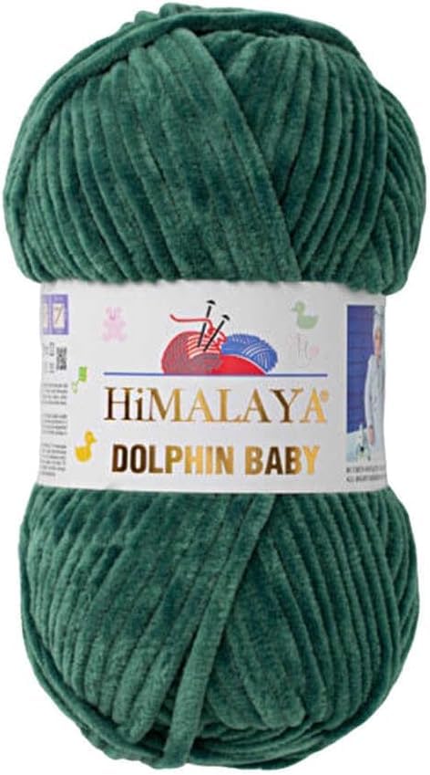 Himalaya Dolphin Baby Yarn Each Skein 100gr 120m Super Bulky Yarn for Knitting&Crocheting Ideal for Cardigans Shawls Blankets Hats and Home Textiles (1, 80360 Green)