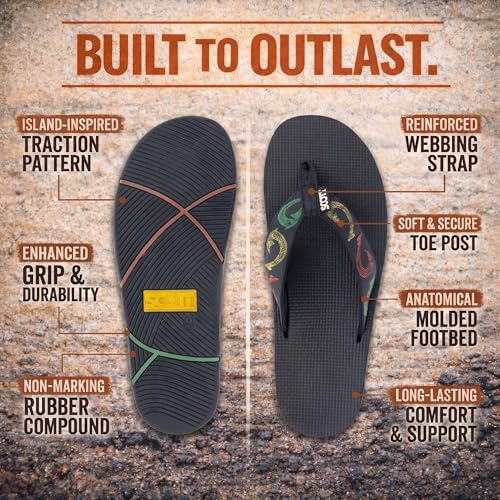 Image of Scott Hawaii Kaikane Men's Slipper | Hawaii Inspired Designs | Neoprene Lined Nylon Strap | Arch Support | Podiatrist Recommended Sandal