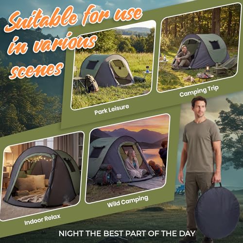 Carpa pop-up para camping 2 personas, portátil miniatura 6