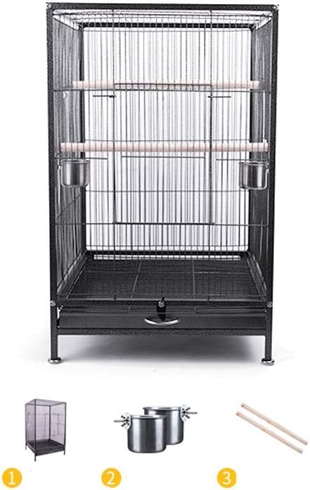 Birdcage 75Cm Large Parrot Bird Cage for Cockatiel Lovebird Birdcage Durable Frame Black Metal Travel Bird Cage Pet Home Bird Cage