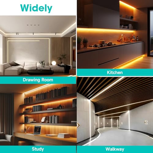 10-Pack 6.6ft/2Meter U Shape White LED Aluminum Channel System with Milky Cover, End Caps and Mounting Clips, Aluminum Channel Profile for LED Strip Light Diffuser Installations (10pack*6.6ft) - Thumbnail 5
