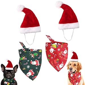 GABraden Merry Christmas Dog Bandana Reversible Trianqle Bibs ScarfAdjustable Christmas Santa Hat for DogsChristmas 1 Christmas