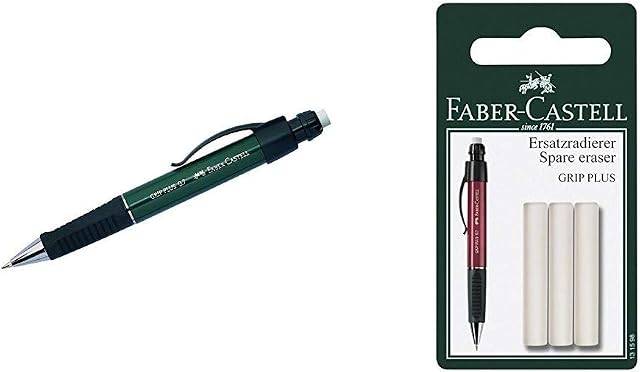 Faber-Castell Pencil GRIP PLUS 07 Green Metallic &Spare Eraser for Grip Plus Mechanical Pencil