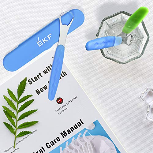 2021 New Version Tongue Scraper Cleaner for Adults & Kids, Medical Grade Metal Tongue Brushes Set with Travel Case(2 Pack)