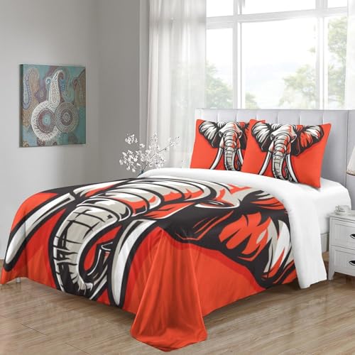 Housse de couette éléphant 3D 260x220 cm avec taies d'oreiller pour lit super king