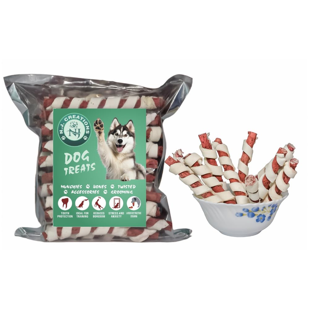 N.J. Creations Rawhide Mutton Flavored Spiral Munchy Chew Sticks Dog Treat for All Breed Dog. (500 Gram) (B09HXYL16Z) Amazon Price History, Amazon Price Tracker