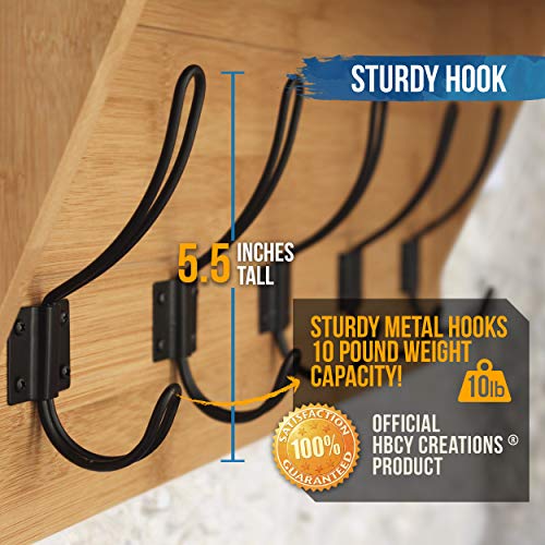 Hbcy Creations Rustic Wall Mounted Coat Rack With Shelf - Solid Wood 24" Entryway Shelf With 5 Coat Hangers. Perfect Touch For Your Entryway, Mudroom, Kitchen, Bathroom And More, Bamboo #TOP2