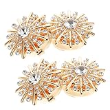 Lurrose Cubrebotones de Aleación Gemas de Imitación Tamaño 115 MM Color Dorado 4 Piezas Clips Decorativos sin Costuras para Camisas y Trajes en Eventos Formales y Bodas