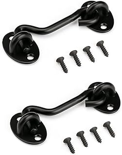 3” Privacy Hook and Eye Latch Easy Lock for Barn Door, Black (3 INCH-2PCS)