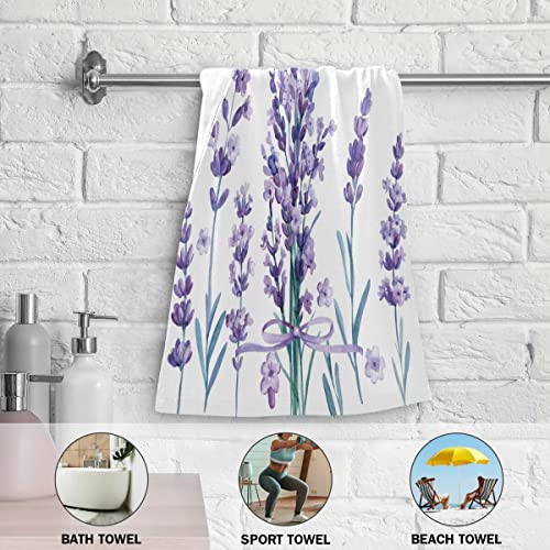 Lavender Flower Hand Towels Purple Butterfly Guest Towels Set Of 2 Small Bath Towels Soft Dish Towels For Bathroom Kitchen Gym Decor #TOP5