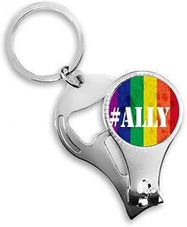 Ally LGBT Chaveiro abridor de garrafa com padrão de arco-íris