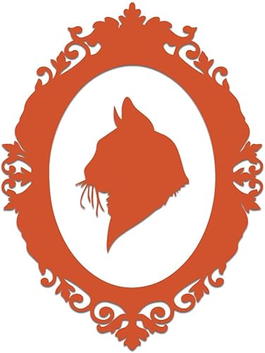 Vinilo con marco de camafeo de gato, cuaderno y portátil de 4 x 5.5 pulgadas (naranja)