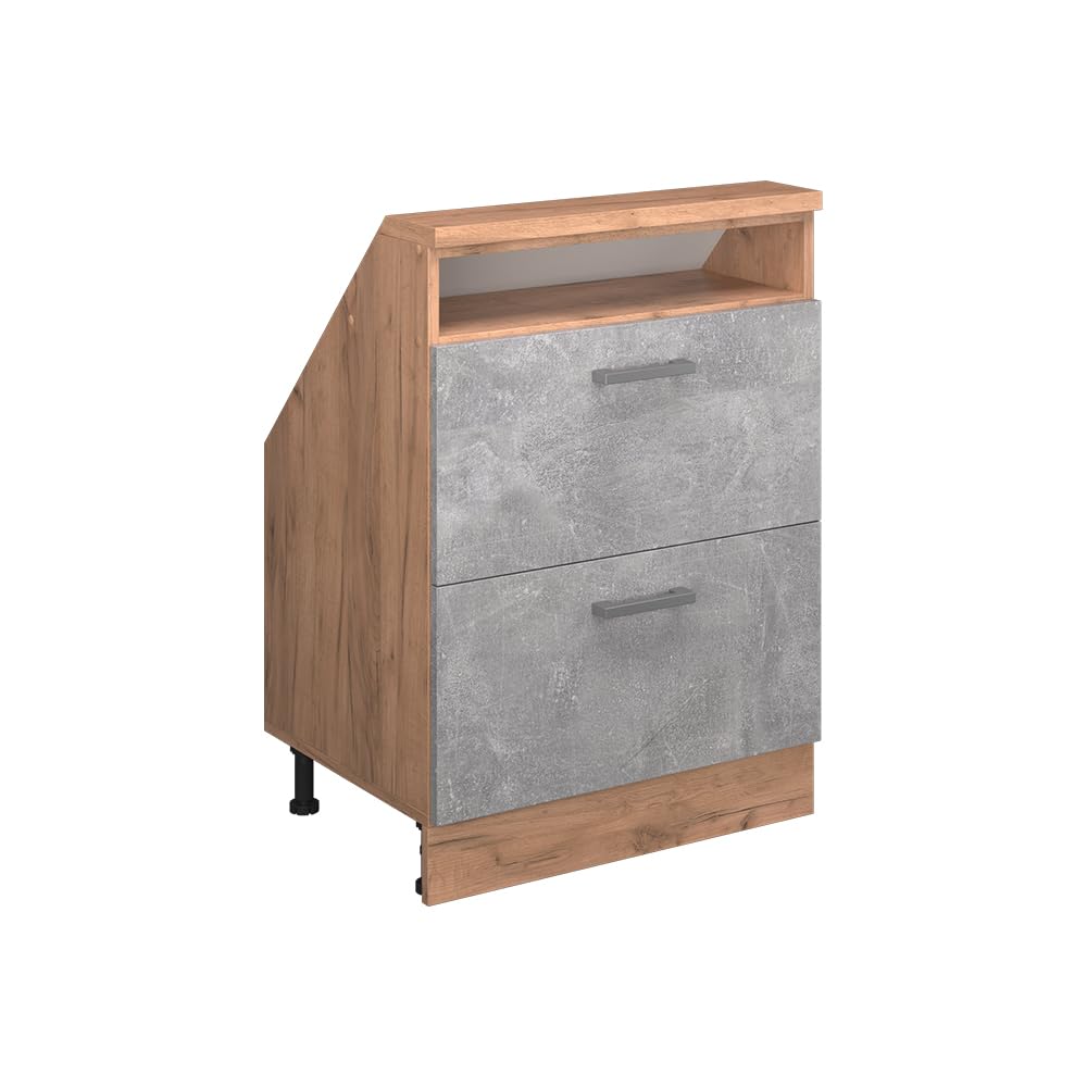 Vicco Sloping ceiling wardrobe Rion, Concrete/Goldkraft oak