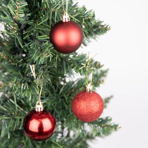 50mm/9Pcs Christmas Baubles Shatterproof Dark Red - Image 4