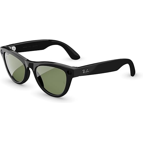 Ray-Ban Meta (Gen 2), Skyler, Shiny Black | Smart AI Glasses for Men, Women — 2x Battery Life — 3K Ultra HD Resolution — 12 MP Ultra-Wide Camera, Audio, Video — Green Lenses — Wearable Technology