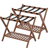 Natuvite Luggage Racks Set Of 2 Suitcase Stand Foldable With Storage Shelf For Guest Room Hotel Essentials...