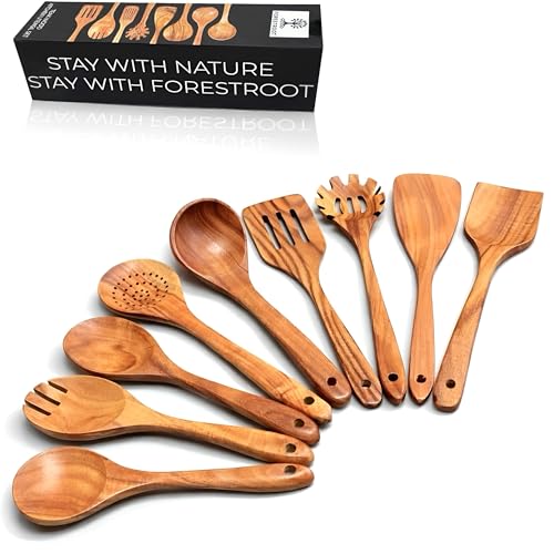 Forestroot 9-Piece Wooden Cooking Utensil Set – Premium Wood Kitchenware