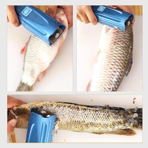 Electric Cordless Fish Scaler Tool, Professional Waterproof Stainless Steel Fish Descaler with Blade Cover, 5000 RPM High-Speed Scale Remover for Home & Hotel Use