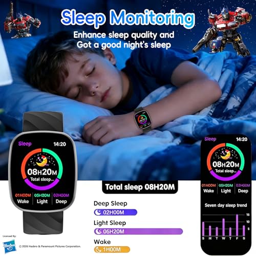 Transformers Kids Smart Watch for Boys & Girls, 1.78" HD Touchscreen Fitness Tracker with Heart Rate & Sleep Monitor, Sports Activity Watch with Pedometer, Birthday Gift for 5-16 Year Olds - image 6
