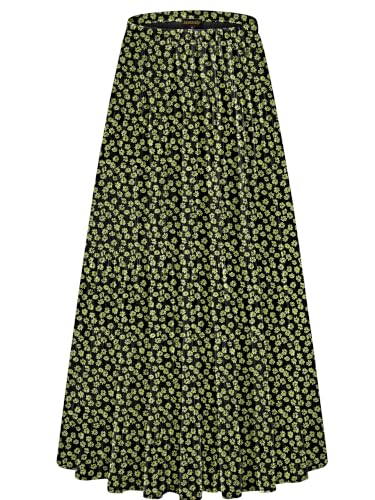 Image of NASHALYLY Women's Chiffon Elastic High Waist Pleated A-Line Flared Maxi Skirts