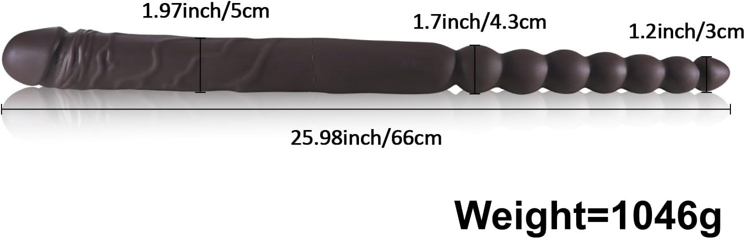 26 Inch Double Ended Long Huge Dildo, Realistic Penis and Beads Flexible Double Sided Dong for Anal Vaginal Stimulator, Silicone Thick Giant Dildos, Big Adult Sex Toys for Couple Lesbian Gay