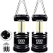 Gold Armour 2 Pack Portable LED Camping Lantern Flashlight with Magnetic Base - EMITS 500 LUMENS - Survival Kit for Emergency, Hurricane, Power Outage 6 AA Batteries Included (Cl90 Black)