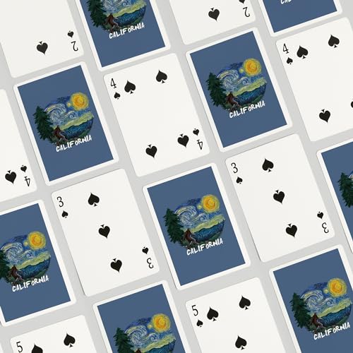 Baraja de poker Lantern Press California Bigfoot Starry Night miniatura 4