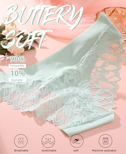 READY TO LOVE READY TO LOVE Unterhosen Damen Spitze Nahtlose Unterwäsche Damen Seamless Slip Underwear Women Hipster Mehrpack 6er Pack（M） - Funktionsansicht 5 | TV | Video | Foto