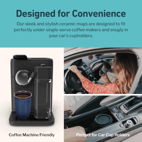 Image of NOVA CERAMICS Travel Mug - Ceramic Travel Mug With Lid - Travel Coffee Mug Unique To Go Coffee Cup - Microwave & Dishwasher Safe Coffee Tumbler - Gifts For Women Men Him Her - 12oz - Abyss
