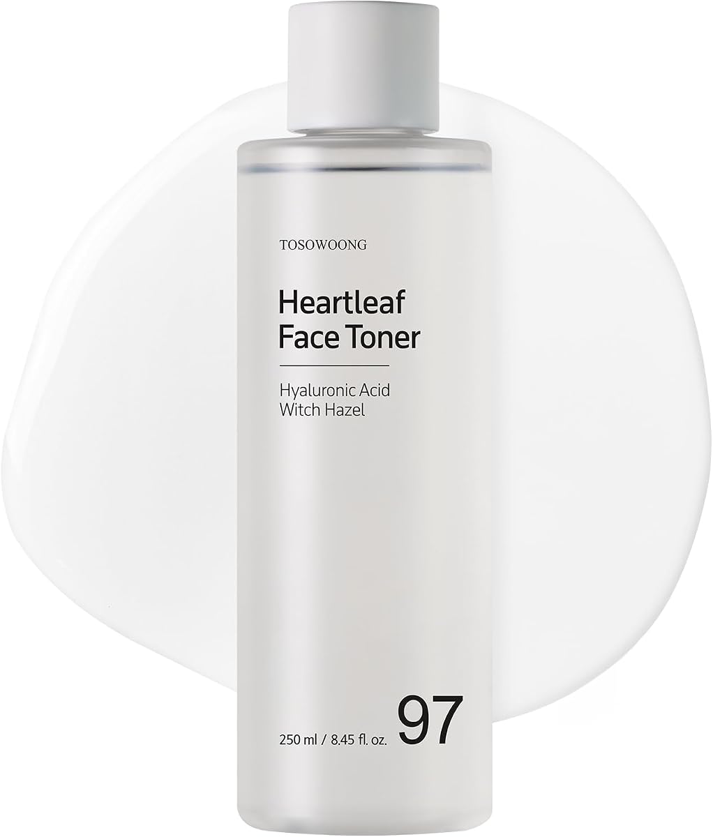 TOSOWOONG Heartleaf 97% Face Toner for Blemish-Prone & Calming, Hydrating | 97% (970,200ppm) Heartleaf Water, Centella, Hyaluronic Acid, Witch Hazel, Purifying, Pores, Korean Skincare, 250ml/8.45 fl oz