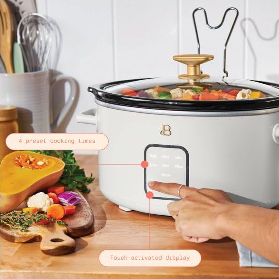 Beautiful~4Qt Slow Cooker with Touch-Activated Display, (White Icing) by D'rew-Barry'more