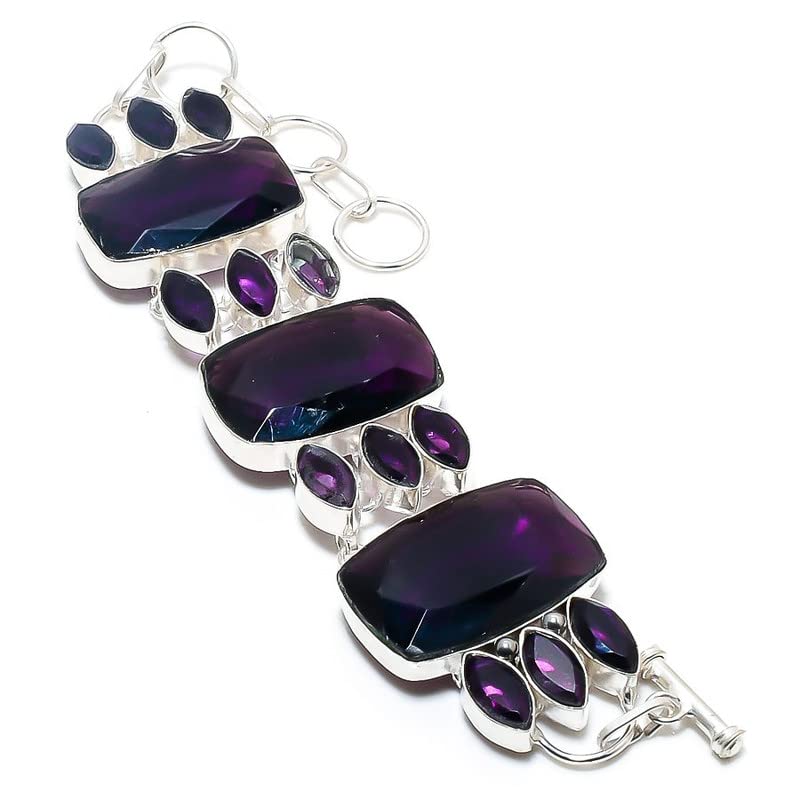 Bracelet quartz fait main améthyste et argent sterling pour femme