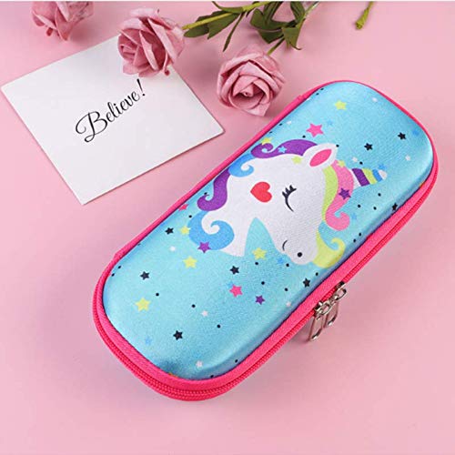Image of Unicorn Pencil Case Water Proof Stationary Blue EVA Pencil Pouch, Birthday Return Gift
