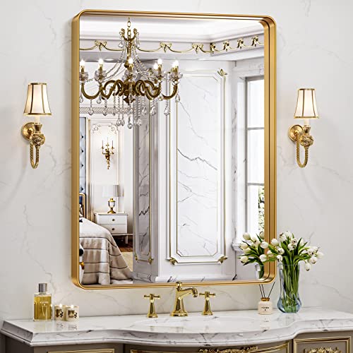 Brightify Gold Bathroom Mirror, 24X36 Inch Gold Vanity Mirror For Wall, Gold Mirror For Bathroom, Gold Rectangular Metal Framed Mirror For Bedroom Vintage Farmhouse Modern (Horizontal/Vertical) #TOP7