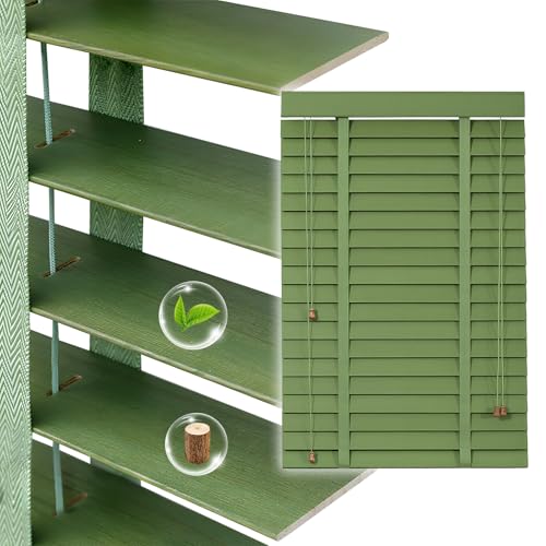 2" Slats Wood Blinds for Indoor Windows, Custom Wood Window Blinds, Wooden Venetian Horizontal Blinds & Shades for Indoor Windows, Office, Living Room, Bedroom