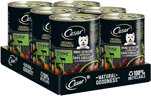 CESAR Premium Hundenassfutter in der Dose - Natural Goodness - Dose mit Lamm 6 x 400g