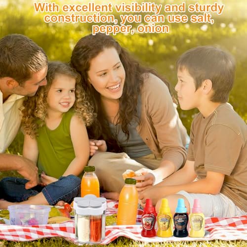 Gewürzstreuer Camping Set 2er Pack kompakte Gewürzbehälter 5-in-1 Design mit 4 kleinen Streuern tragbar 9x9x11 cm für Outdoor Reisen Picknick Auto Reise platzsparend Aufbewahrung praktische