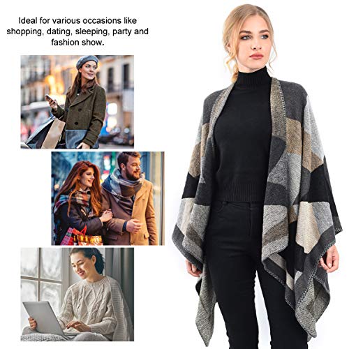 VBG VBIGER Women Winter Scarf Wrap Reversible Oversized Poncho Cape Cardigan Knitted Coat - Thumbnail 5