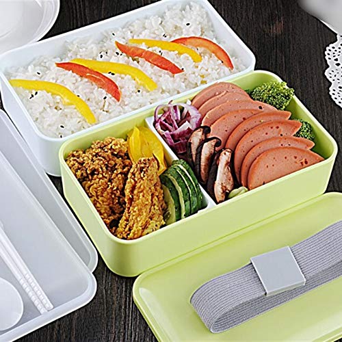 boîte à repas, Boîtes à Bento 1000ml boîte déjeuner Double couche conteneur de(Pink)